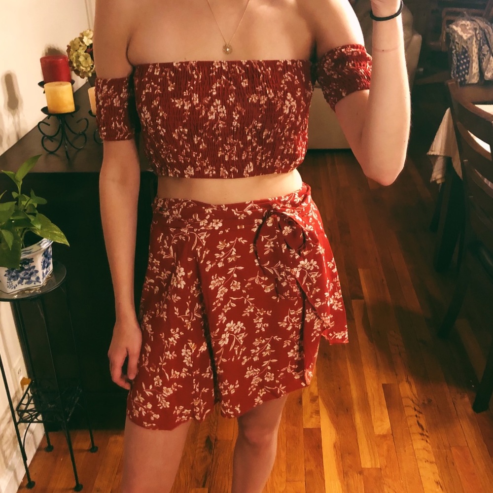 COMING SOON Red Floral Co-ord set Top Skirt Dress
